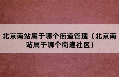 北京南站属于哪个街道管理（北京南站属于哪个街道社区）