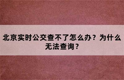 北京实时公交查不了怎么办？为什么无法查询？