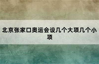 北京张家口奥运会设几个大项几个小项