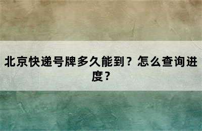 北京快递号牌多久能到？怎么查询进度？