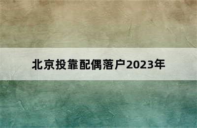 北京投靠配偶落户2023年