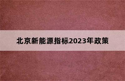 北京新能源指标2023年政策