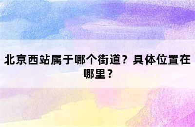 北京西站属于哪个街道？具体位置在哪里？