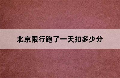 北京限行跑了一天扣多少分