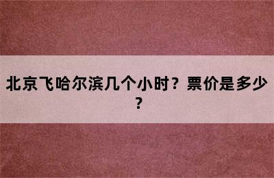 北京飞哈尔滨几个小时？票价是多少？