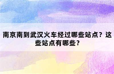 南京南到武汉火车经过哪些站点？这些站点有哪些？