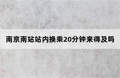 南京南站站内换乘20分钟来得及吗