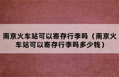 南京火车站可以寄存行李吗（南京火车站可以寄存行李吗多少钱）