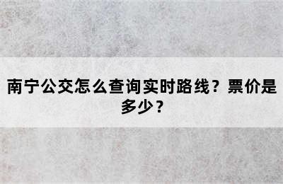 南宁公交怎么查询实时路线？票价是多少？