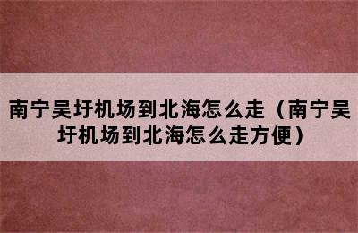 南宁吴圩机场到北海怎么走（南宁吴圩机场到北海怎么走方便）