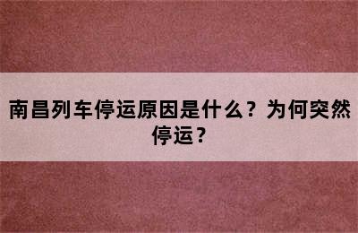 南昌列车停运原因是什么？为何突然停运？