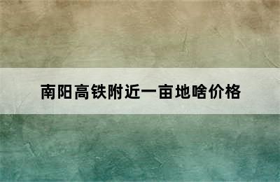 南阳高铁附近一亩地啥价格