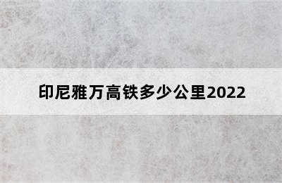 印尼雅万高铁多少公里2022