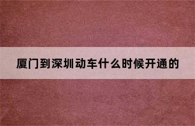 厦门到深圳动车什么时候开通的