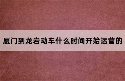 厦门到龙岩动车什么时间开始运营的