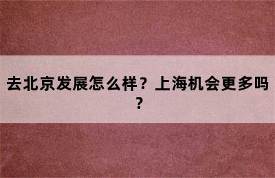 去北京发展怎么样？上海机会更多吗？