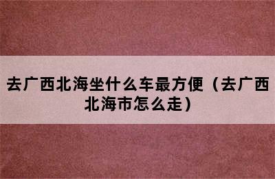 去广西北海坐什么车最方便（去广西北海市怎么走）