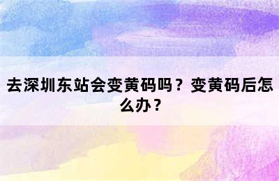 去深圳东站会变黄码吗？变黄码后怎么办？