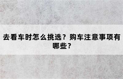 去看车时怎么挑选？购车注意事项有哪些？