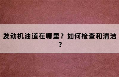 发动机油道在哪里？如何检查和清洁？