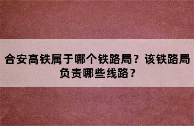 合安高铁属于哪个铁路局？该铁路局负责哪些线路？