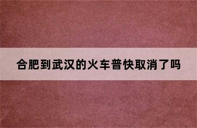 合肥到武汉的火车普快取消了吗