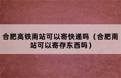 合肥高铁南站可以寄快递吗（合肥南站可以寄存东西吗）