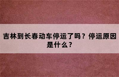 吉林到长春动车停运了吗？停运原因是什么？