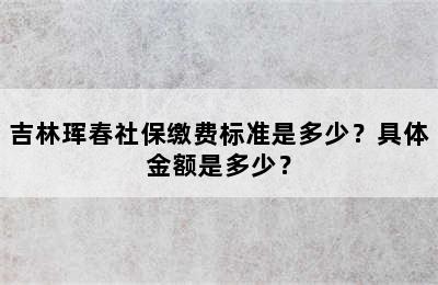 吉林珲春社保缴费标准是多少？具体金额是多少？