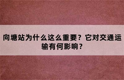 向塘站为什么这么重要？它对交通运输有何影响？