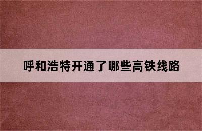 呼和浩特开通了哪些高铁线路