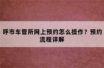 呼市车管所网上预约怎么操作？预约流程详解