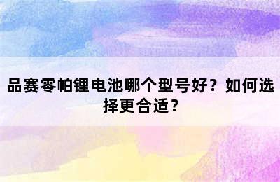 品赛零帕锂电池哪个型号好？如何选择更合适？