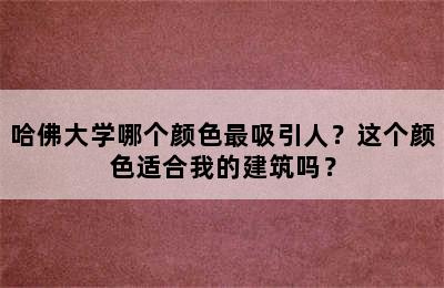 哈佛大学哪个颜色最吸引人？这个颜色适合我的建筑吗？