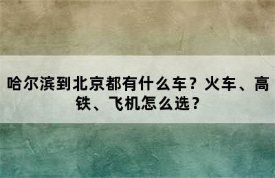 哈尔滨到北京都有什么车？火车、高铁、飞机怎么选？