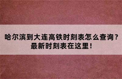 哈尔滨到大连高铁时刻表怎么查询？最新时刻表在这里！