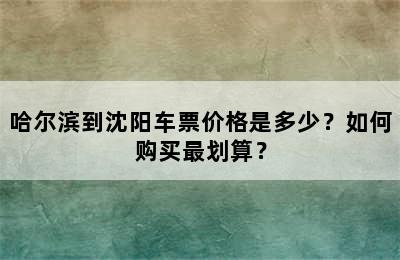 哈尔滨到沈阳车票价格是多少？如何购买最划算？