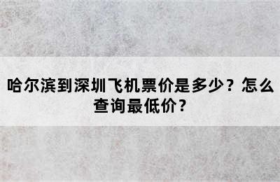 哈尔滨到深圳飞机票价是多少？怎么查询最低价？