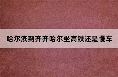 哈尔滨到齐齐哈尔坐高铁还是慢车