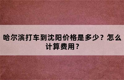 哈尔滨打车到沈阳价格是多少？怎么计算费用？