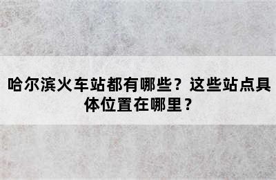 哈尔滨火车站都有哪些？这些站点具体位置在哪里？