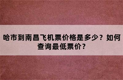 哈市到南昌飞机票价格是多少？如何查询最低票价？