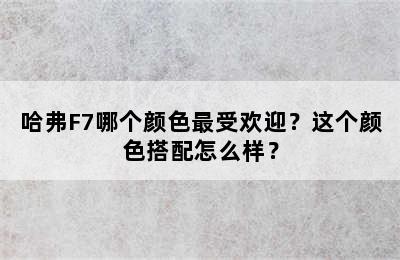 哈弗F7哪个颜色最受欢迎？这个颜色搭配怎么样？