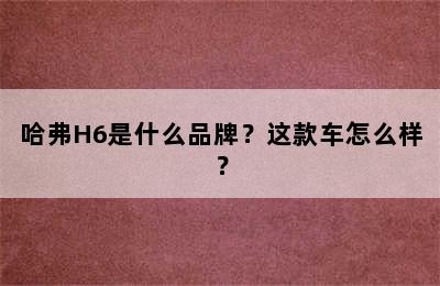 哈弗H6是什么品牌？这款车怎么样？