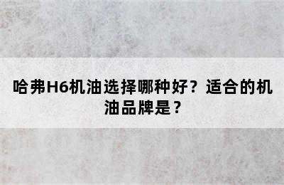 哈弗H6机油选择哪种好？适合的机油品牌是？