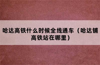 哈达高铁什么时候全线通车（哈达铺高铁站在哪里）