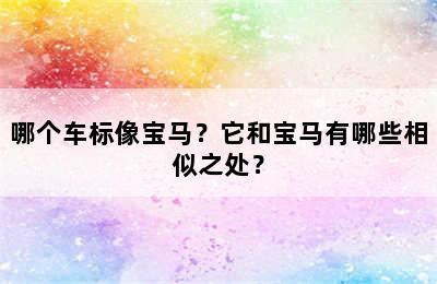 哪个车标像宝马？它和宝马有哪些相似之处？