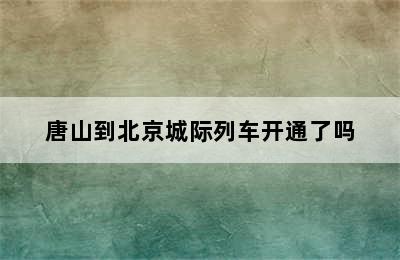 唐山到北京城际列车开通了吗