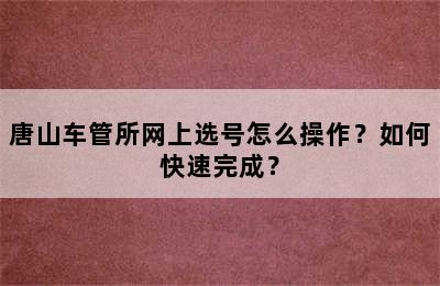 唐山车管所网上选号怎么操作？如何快速完成？