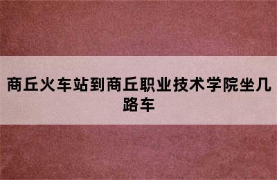 商丘火车站到商丘职业技术学院坐几路车